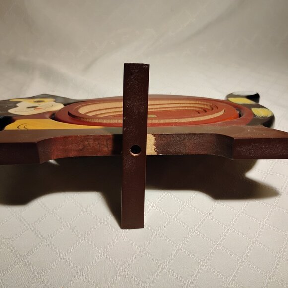 Vintage Wood Calico Cat Tray W/Expanding/Collapsible Bowl - Picture 10 of 10